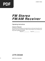 FM Stereo FM/AM Receiver: STR-DE698