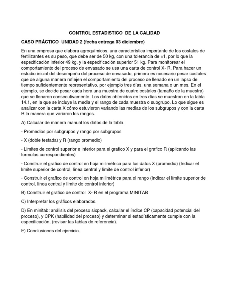 Control Estadistico de La Calidad | PDF | Estadísticas | Informática y ...