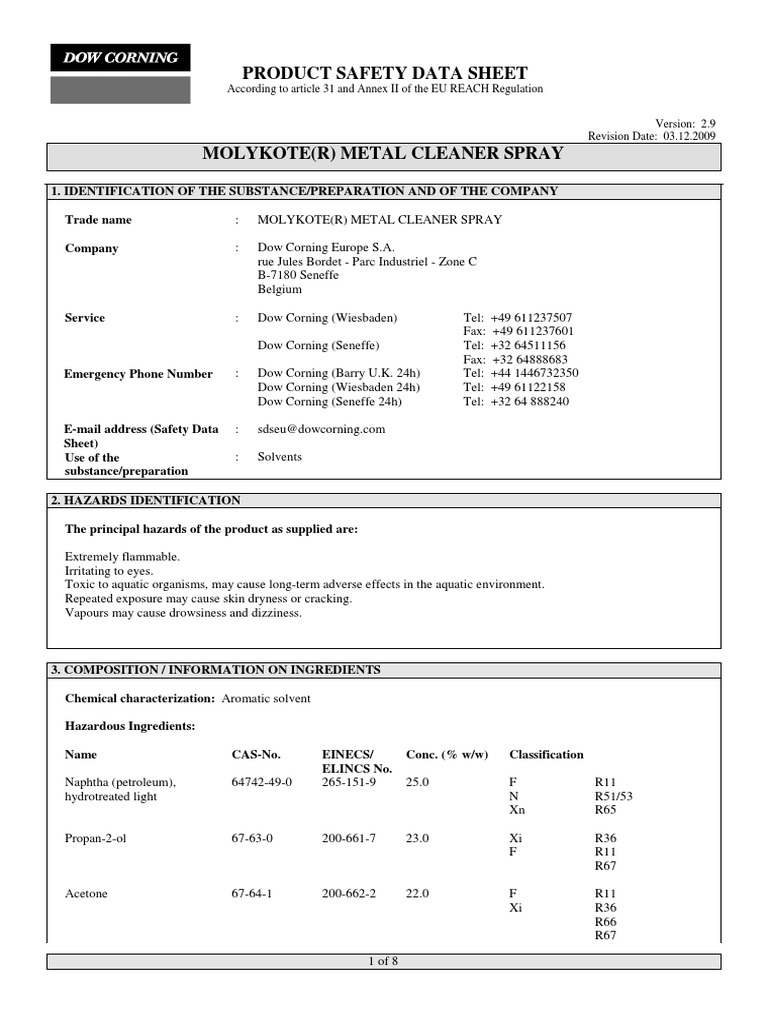 Metal Cleaner MSDS PDF PDF Fires Waste