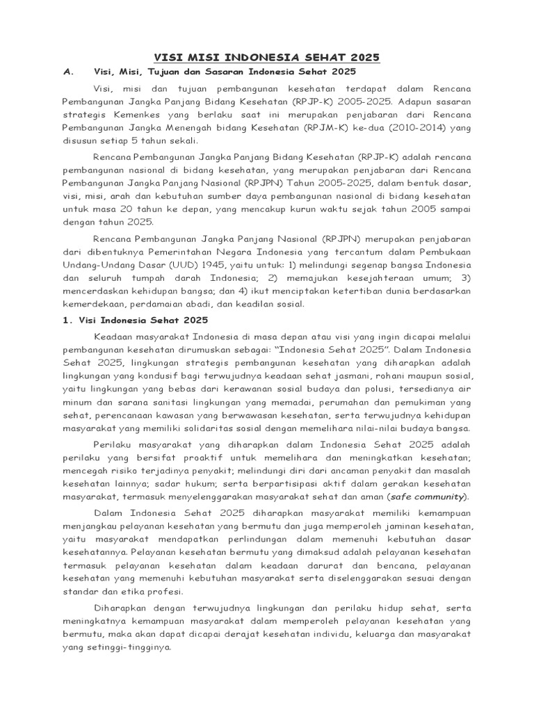Visi Misi Indonesia Sehat 2025 PDF