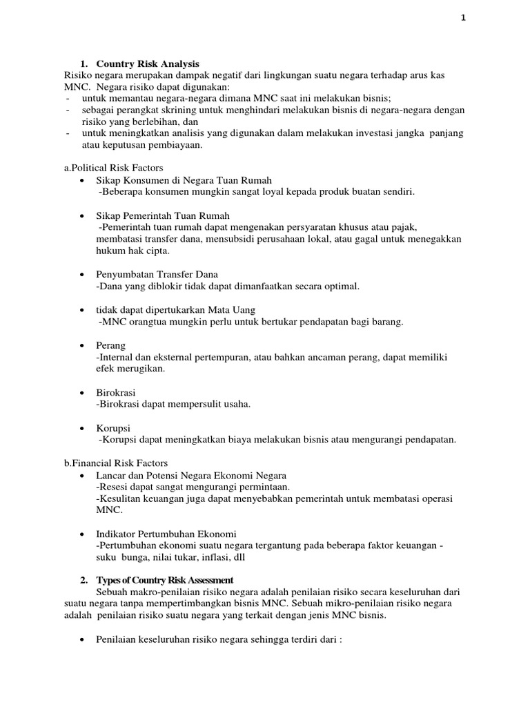 Analisis Risiko Negara untuk MNC | PDF