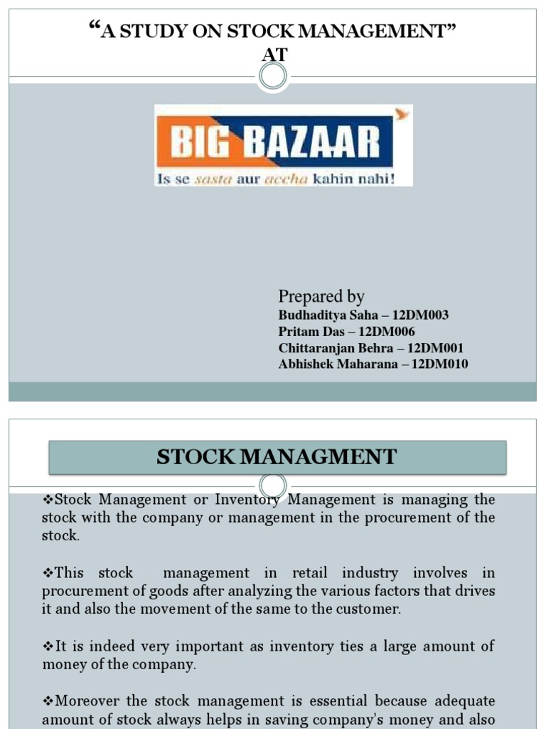 Stock Management in Retail: Big Bazaar Insights | PDF | Retail | Inventory