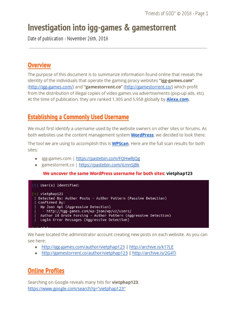 Investigation Into Igg Games And Gamestorrent Internet Forum User Computing