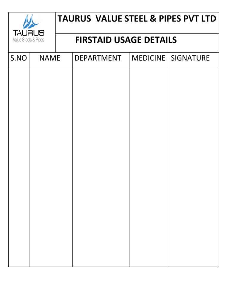 First Aid Usage Record Log | PDF