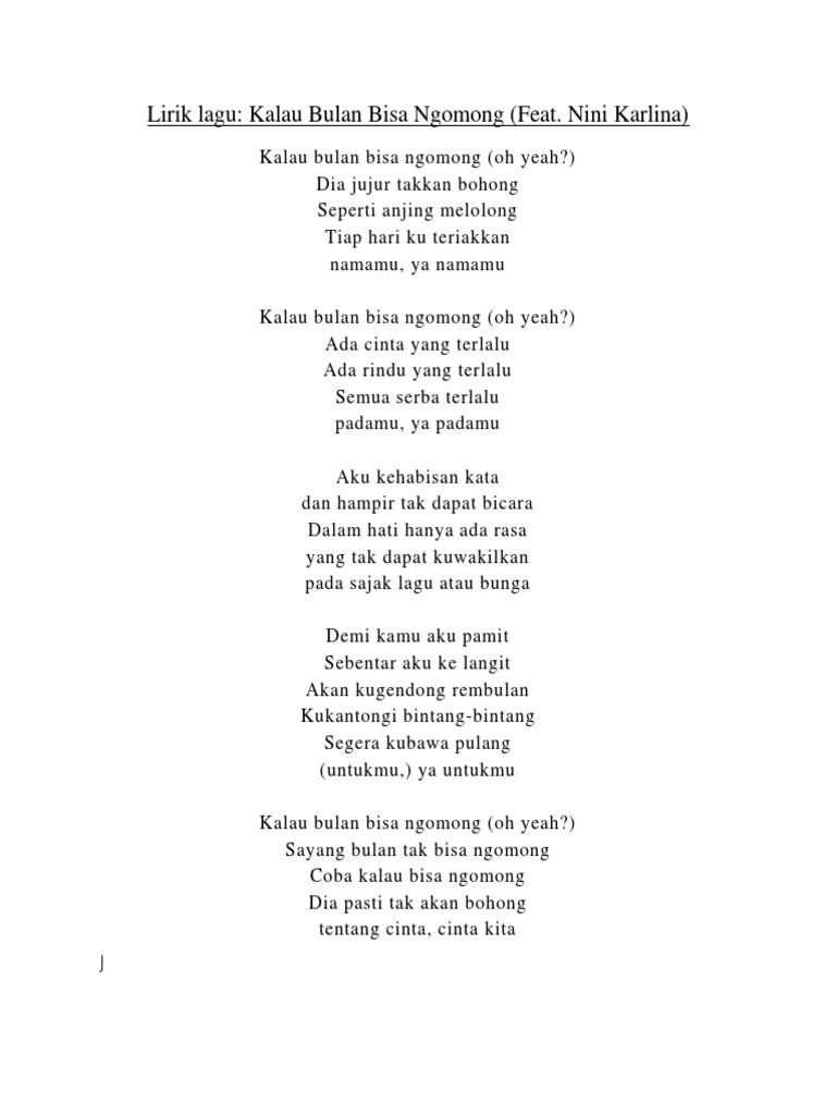 Lirik Lagu Tentang Rindu