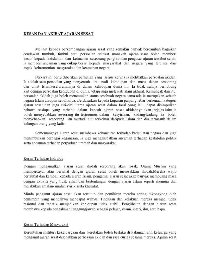 Kesan Ajaran Sesat Pdf