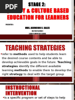 Quality & Culture Based Education For Learners: Stage 2
