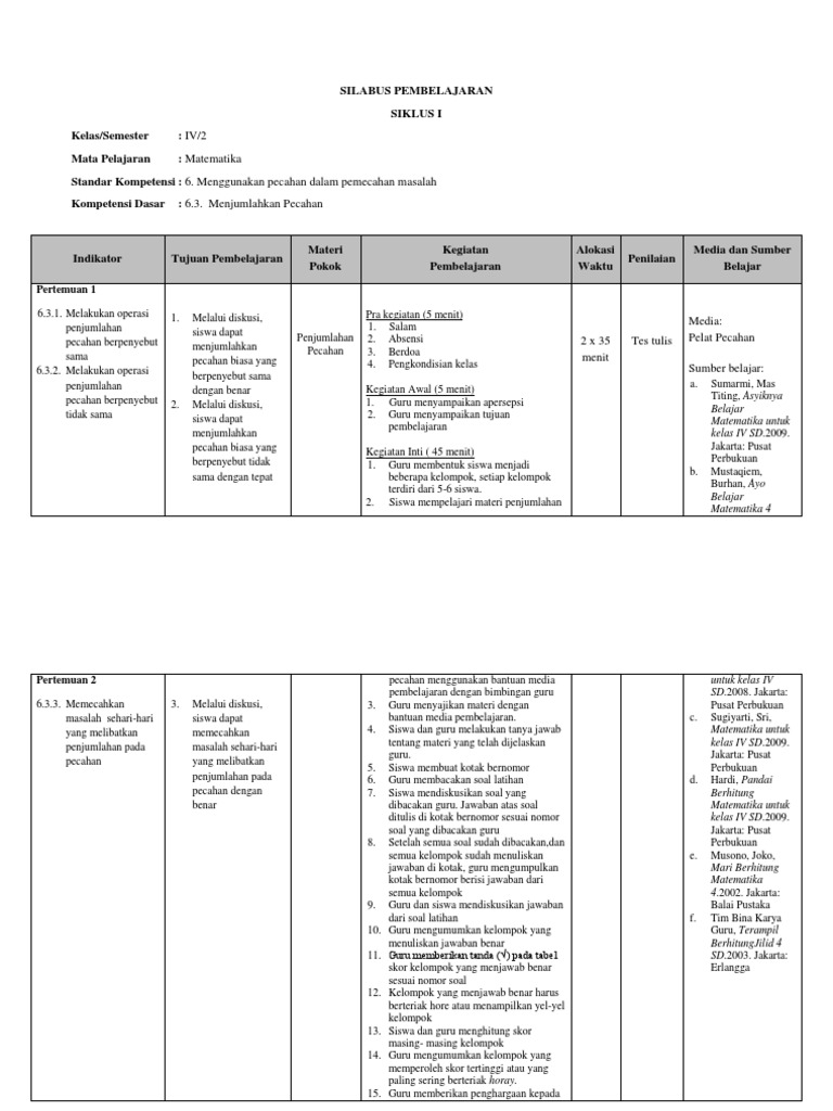 Silabus RPP 2 Siklus New | PDF