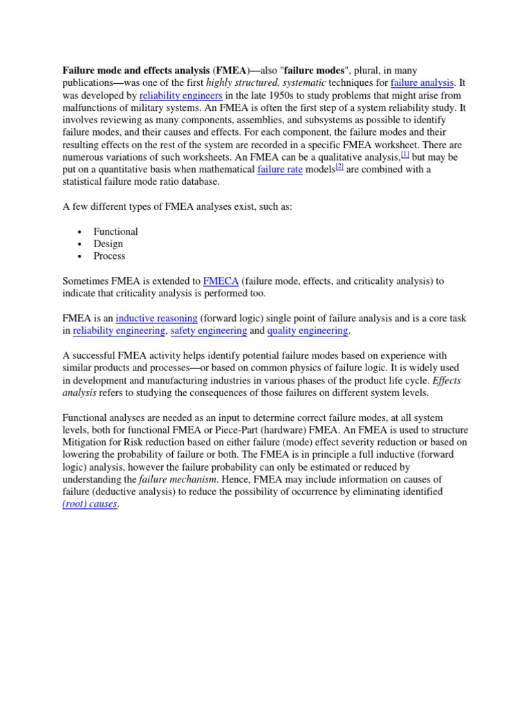 Failure Mode and Effects Analysis | PDF