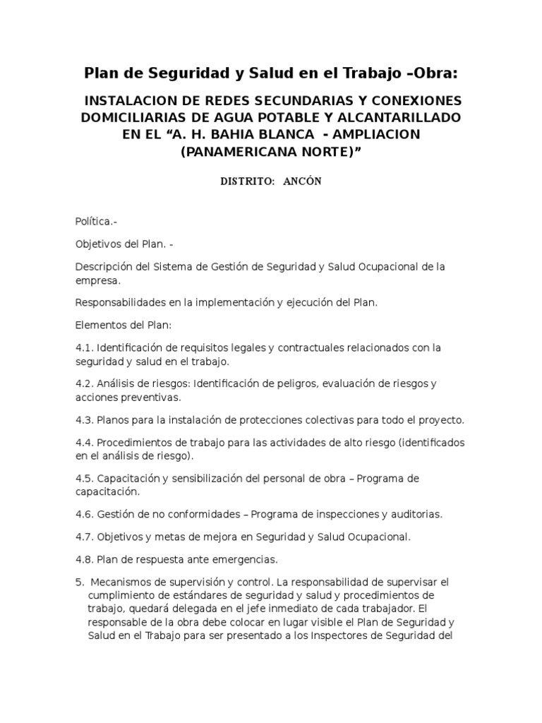 Plan de Seguridad y Salud en Obra | PDF | Business | Salud y bienestar