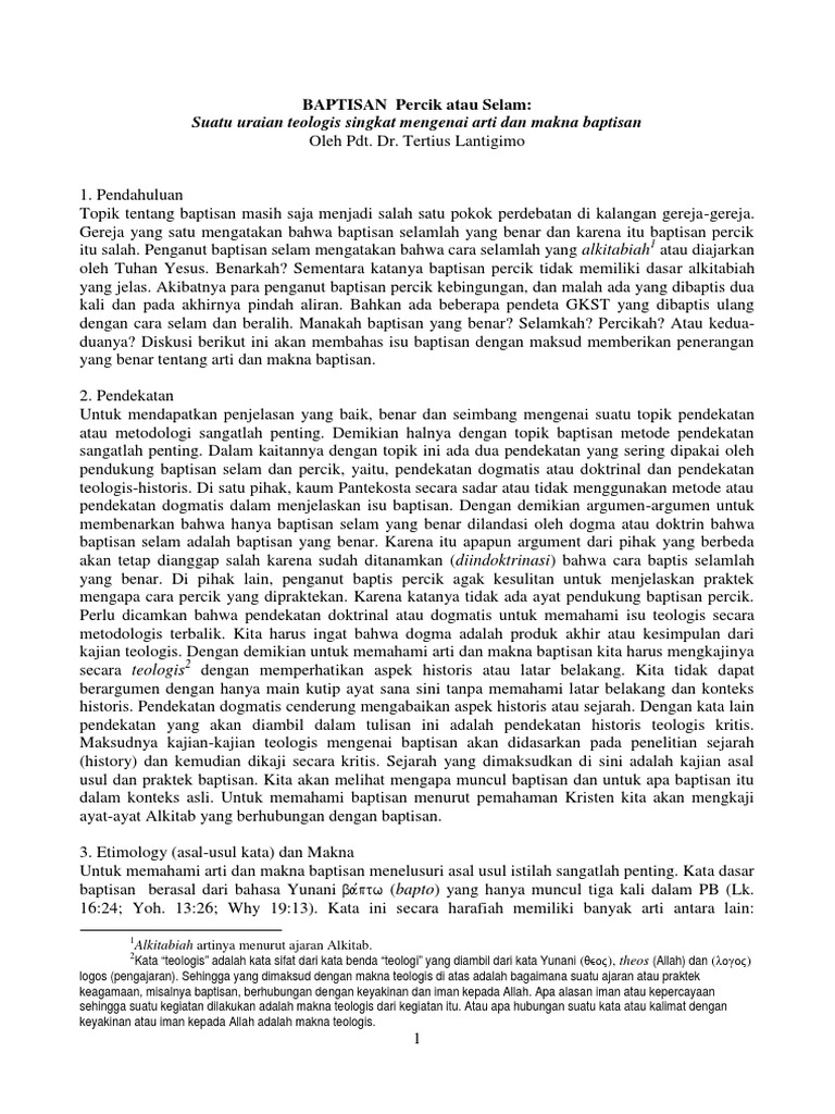 BAPTISAN Percik Atau Selam | PDF