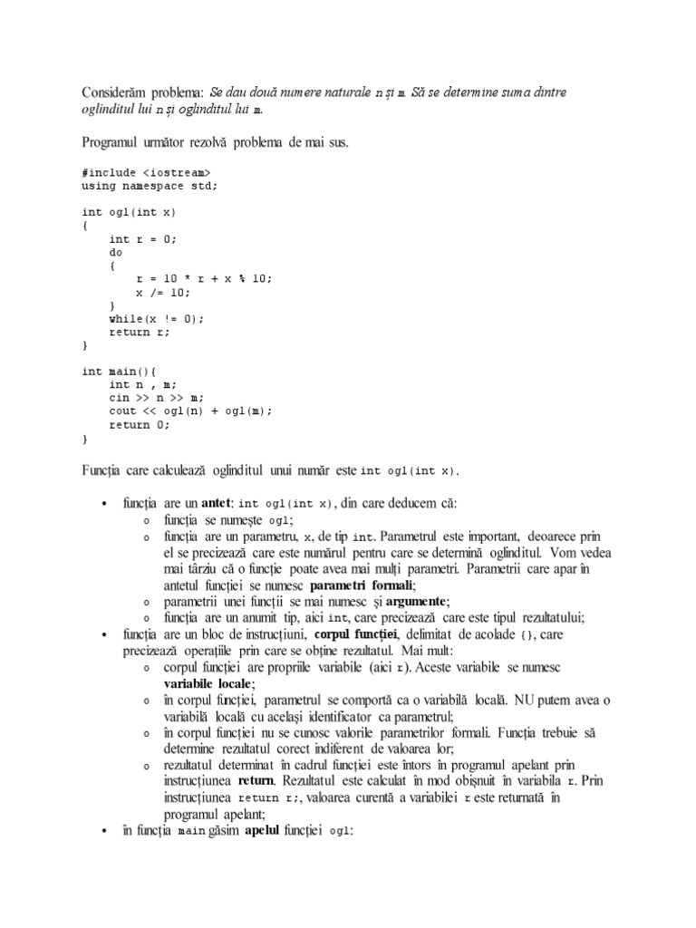 Subprograme Anatomia Unei Functii in C C++ | PDF