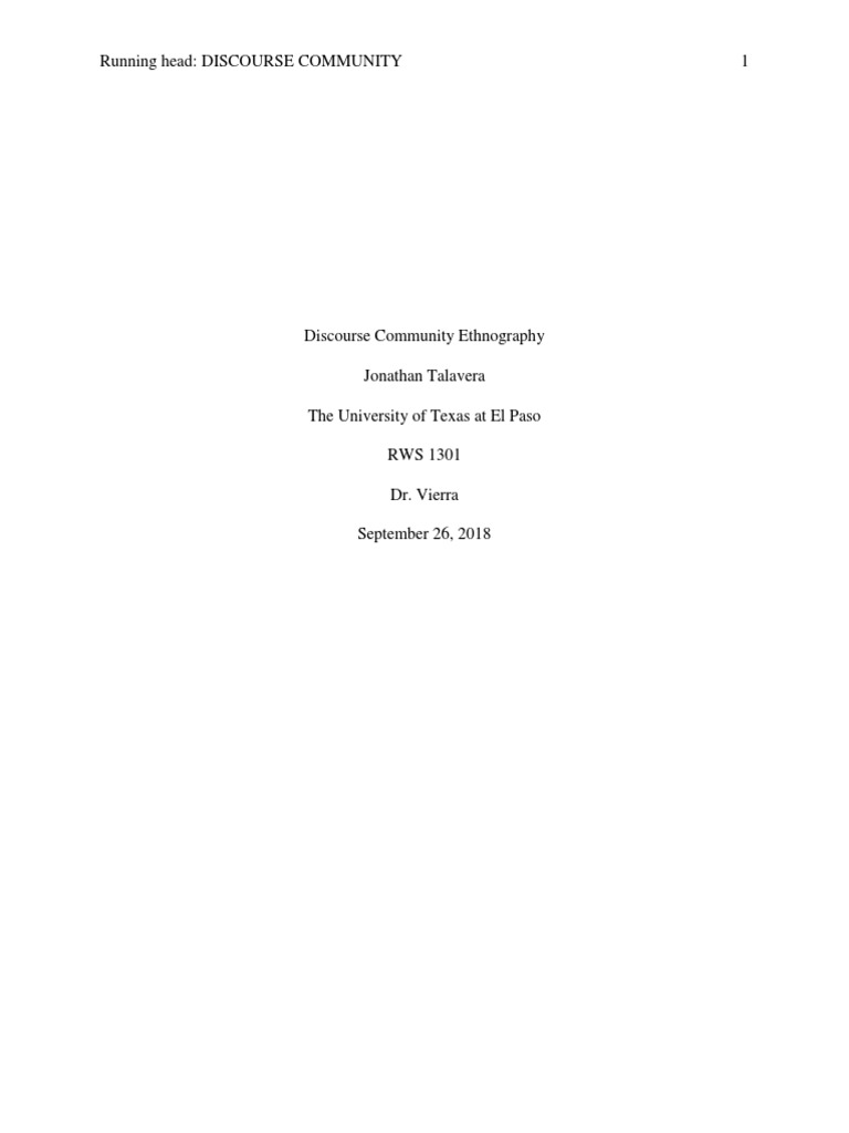 Discourse Community Ethnography Analysis | PDF | Discourse | Vocabulary