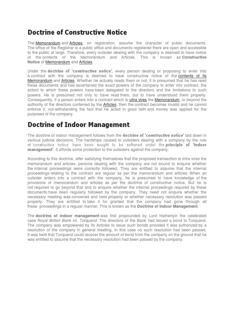 Constructive Notice PDF Business Law Justice