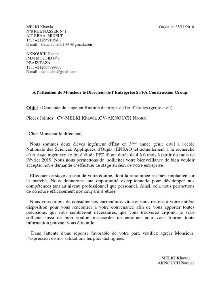 Lettre De Motivation Bi