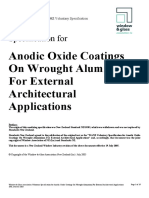 Specification For: Anodic Oxide Coatings On Wrought Aluminium For External Architectural Applications