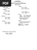 New Schedule of Liturgical Celebrations