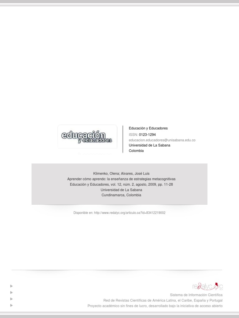 Estrategias Metacognitivas en Educación | PDF | Teoria de la mente ...