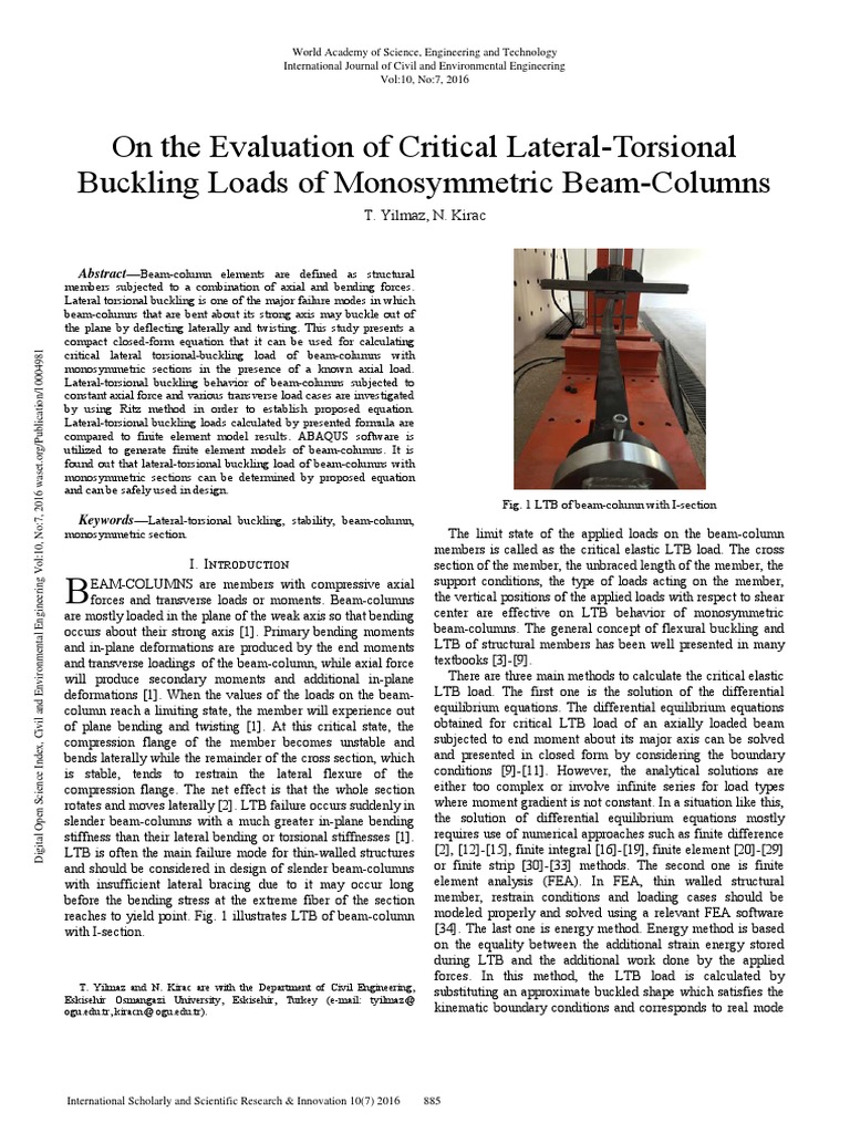 Muhammad Junaid - Research Paper | PDF | Bending | Buckling