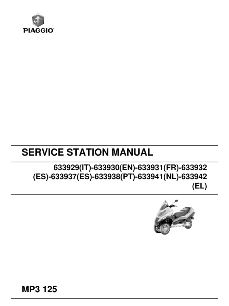 Piaggio MP3 125 Manual Carburetor Brake