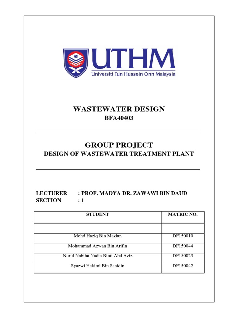 Wastewater Treatment Plant Design Report | PDF | Sewage Treatment ...