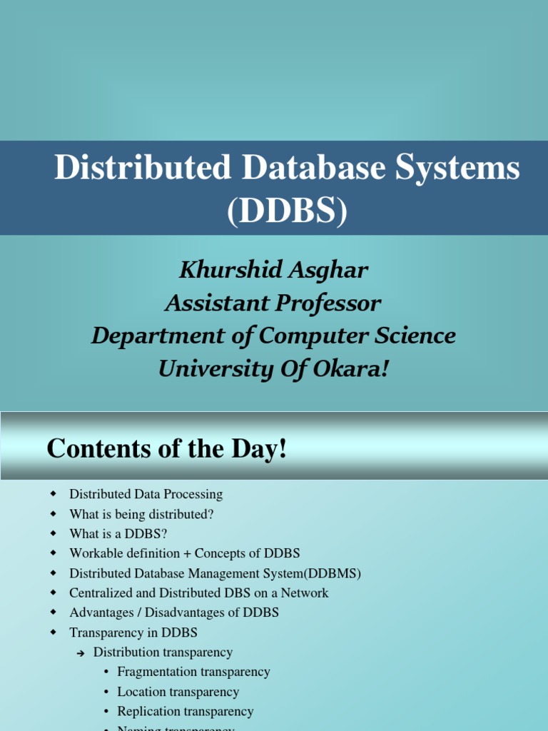 Distributed Database Systems (DDBS) | PDF | Replication (Computing ...