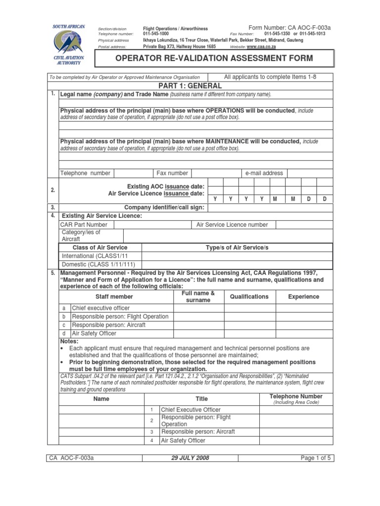 Operator Re-Validation Form | PDF | Aircraft | Aviation