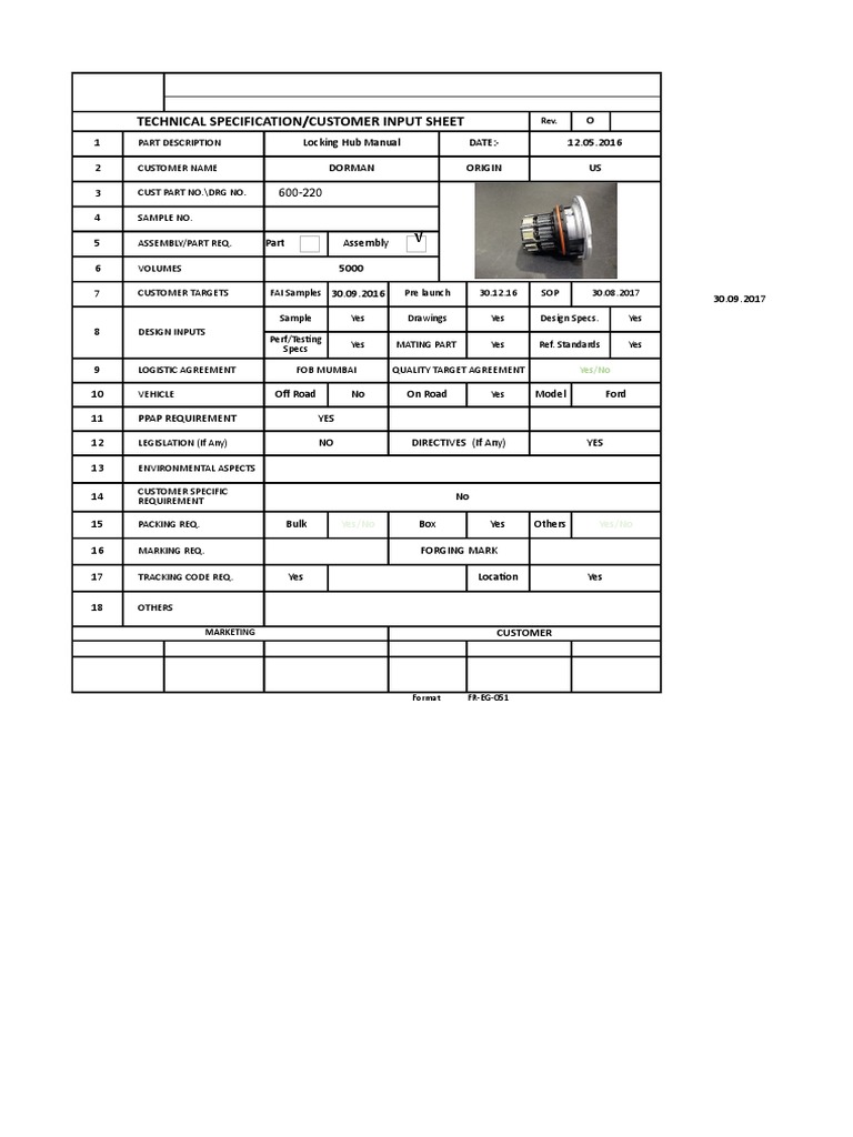 Locking Hub Technical Specification Sheet | PDF | Product Introductions ...