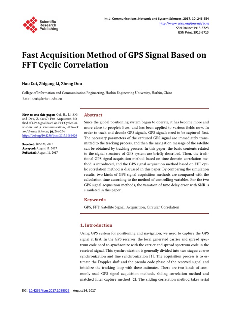 Fast Acquisition Method of GPS Signal Based On FFT Cyclic Correlation ...