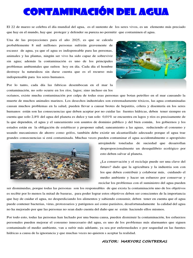 Contaminación del Agua: Causas y Soluciones | PDF | La contaminación ...