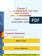 Financial Statements and Cash Flow Analysis: Professor XXXXX Course Name / Number