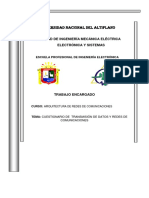 CUESTIONARIO DE  TRANSMISIÓN DE DATOS Y REDES DE   COMUNICACIONES