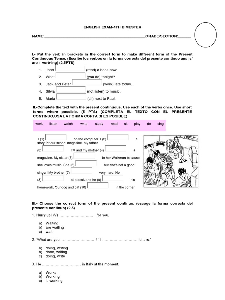 4th Bimester English Exam for Kids | PDF | Linguistic Morphology ...