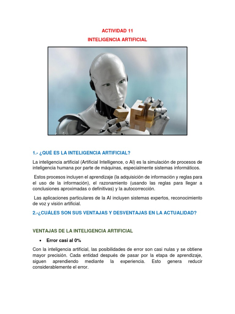 Actividad 11, Inteligencia Artificial | PDF | Inteligencia artificial ...