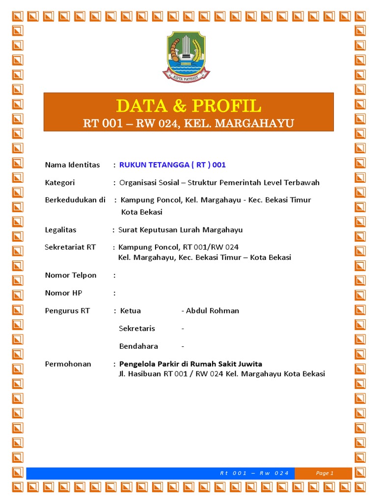 1 Profil Rt 01 Rw 024 Kel Margahayu