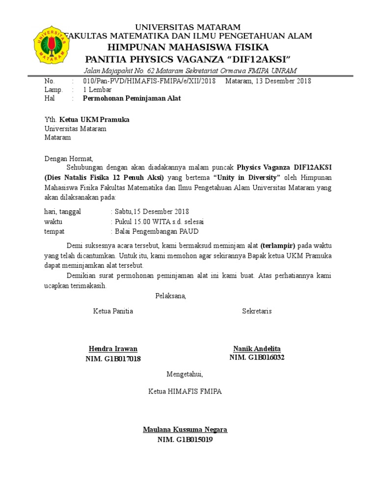 Surat Pinjam Lampu Sorot Pramuka Pdf