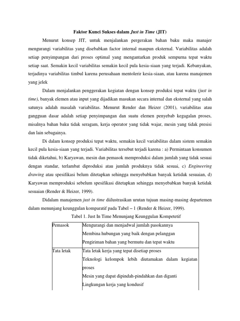 Kunci Sukses Penerapan Just in Time | PDF | Komputer