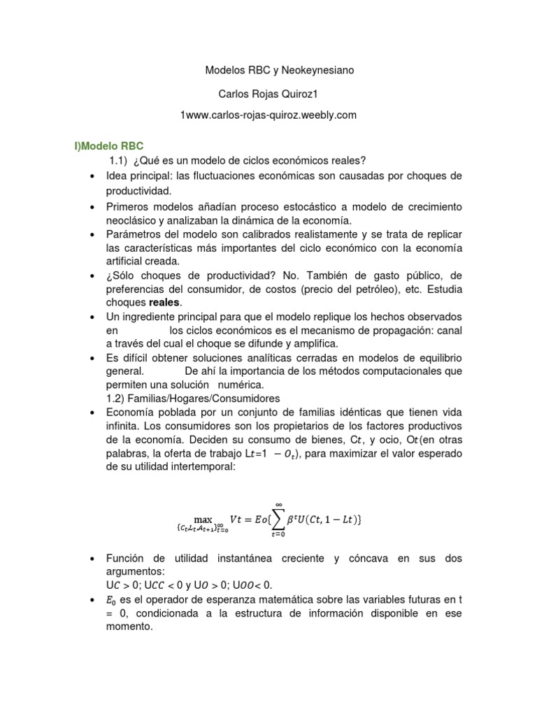 Modelos RBC y Neokeynesiano en Economía | PDF | Inflación | La política ...