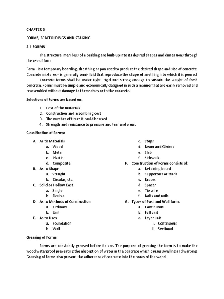 Scaffolding and Formwork in Construction | PDF | Scaffolding | Area