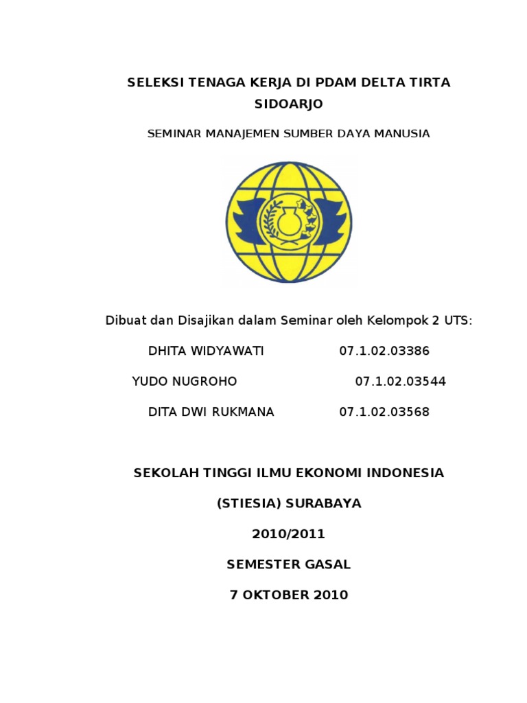 Seminar MSDM Seleksi Tenaga Kerja Di PDAM Delta Tirta