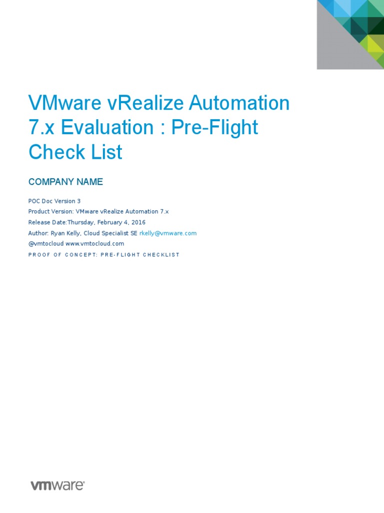 VRA 7 Evaluation Preflight Checklist | PDF | V Mware | Computer Network