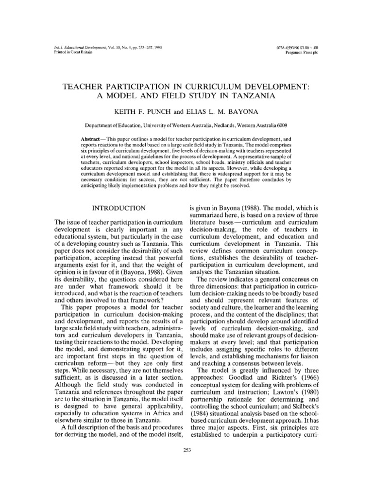 Teacher Involvement in Curriculum Design | PDF | Curriculum | Schools