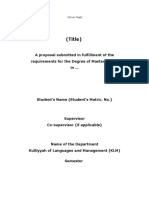 KLM Master's/PhD Proposal Cover Page