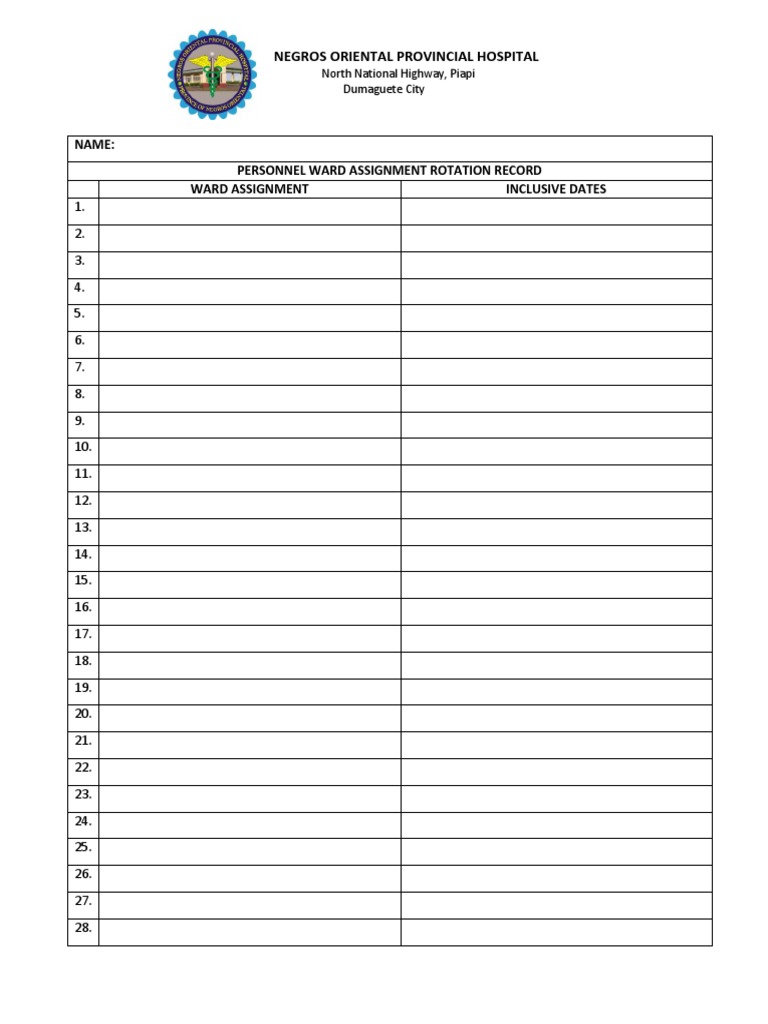 Noph Personnel Assignment Record | PDF