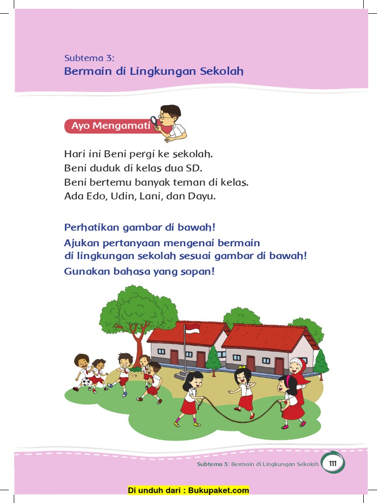 Subtema 3 Bermain Di Lingkungan Sekolah Pdf