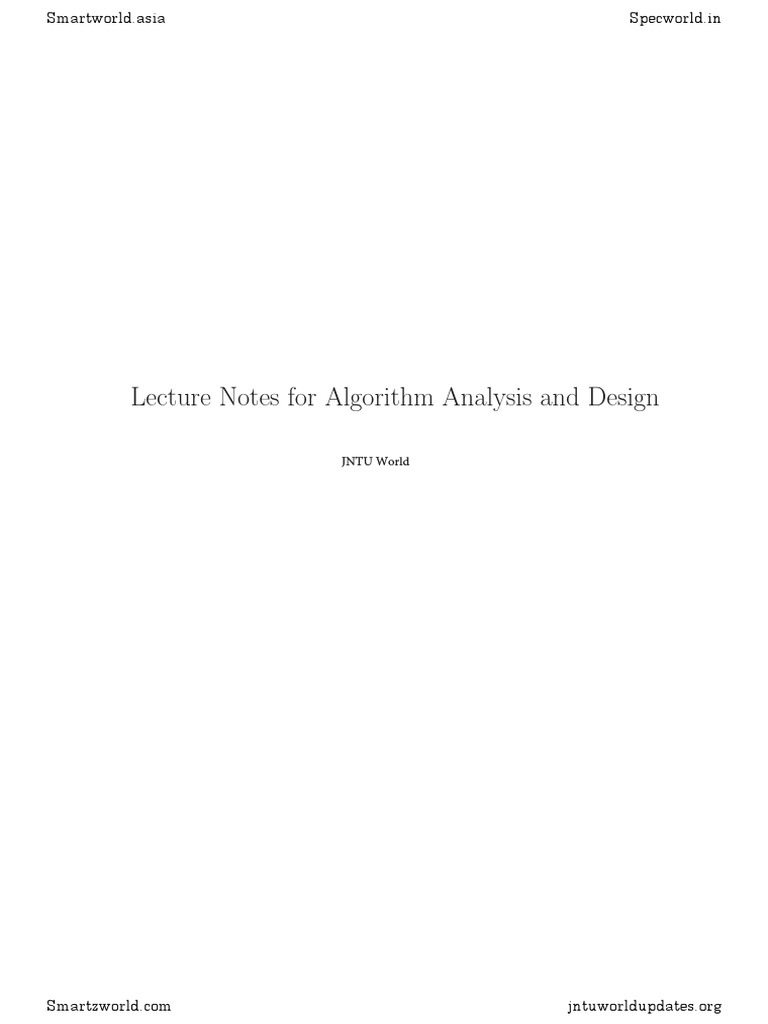 Lecture Notes For Algorithm Analysis and Design: JNTU World | PDF ... image.