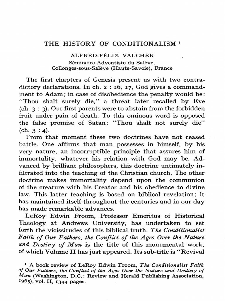 Understanding Conditionalism's History | PDF | Adam | God