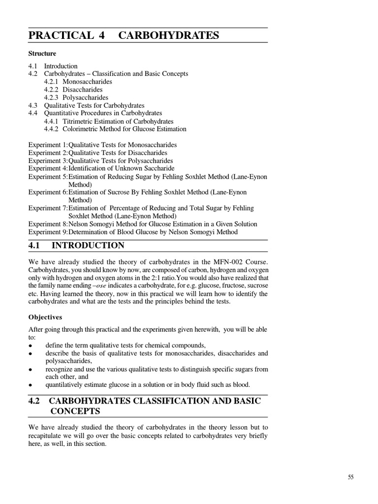 Carbohydrate Practical Experiments | PDF | Carbohydrates | Glucose