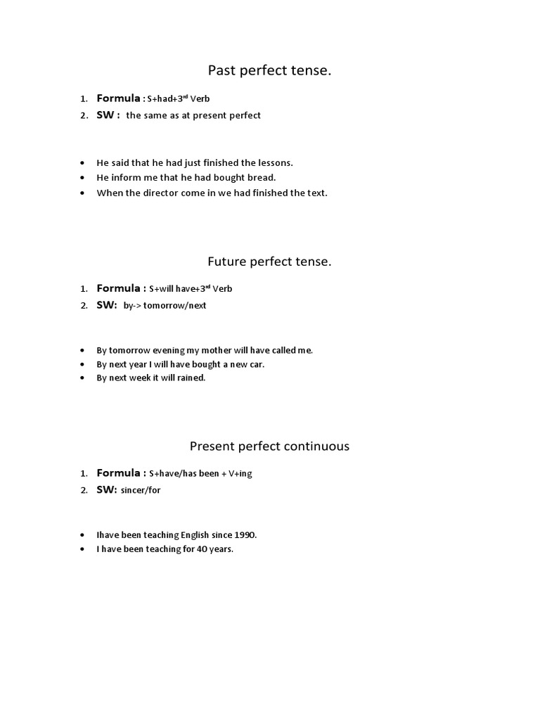 Past Perfect Tense Formula Explained | PDF