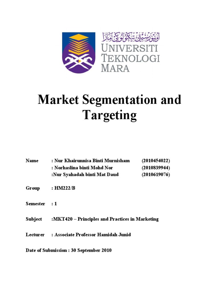 Market Segmentation in Shah Alam | PDF | Marketing | Market Segmentation